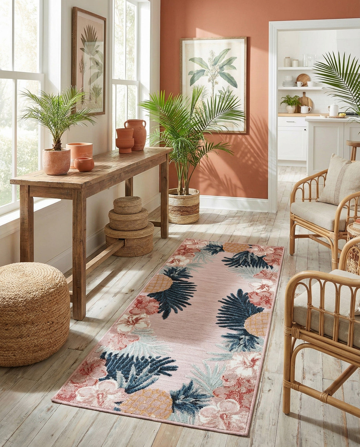 Seaside Blooms Collection Area Rug - Haven Runner Pink  lifestyle 118