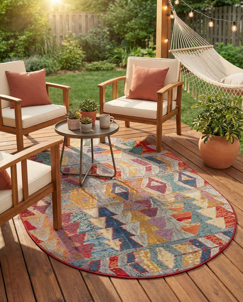 Urban Terrace Collection Area Rug -  Arcade Oval Multi  lifestyle 51