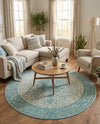 Dover Terrace Collection Area Rug - Marina (Aqua) Round Aqua  lifestyle 38