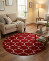 Trellis Mosaic Collection Area Rug -  Pergolatown (Red) Round Red  lifestyle 26