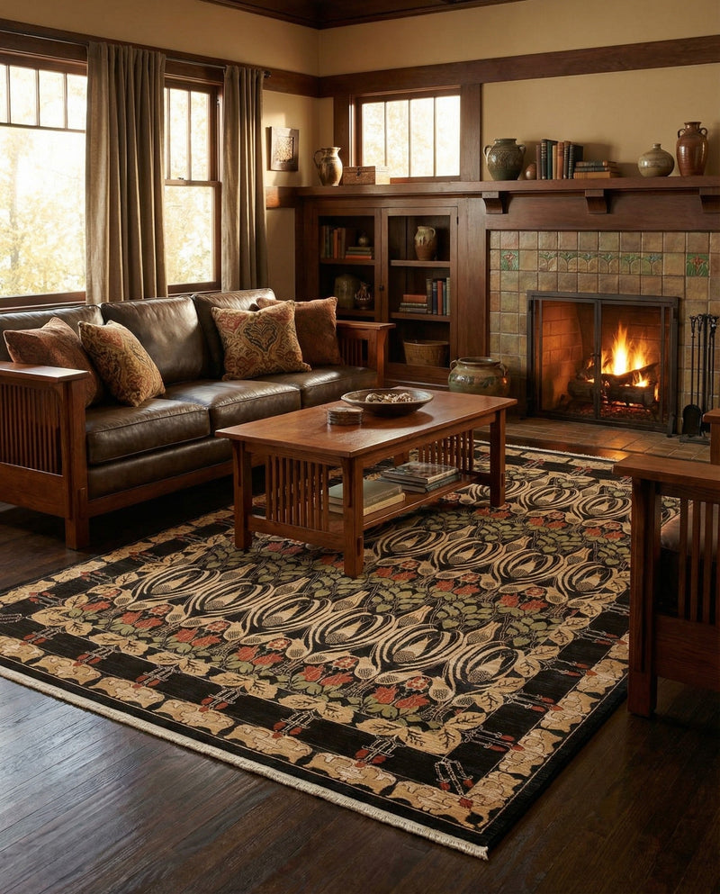 Chelsea Elegance Collection Area Rug -  Brompton (Black) Rectangle Black  lifestyle 17
