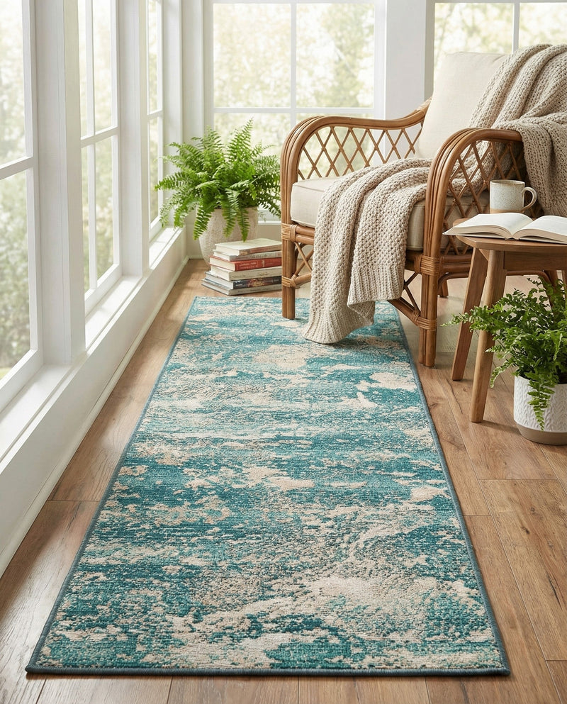 Urban Terrace Collection Area Rug -  Gazebo Runner Aqua Blue  lifestyle 58