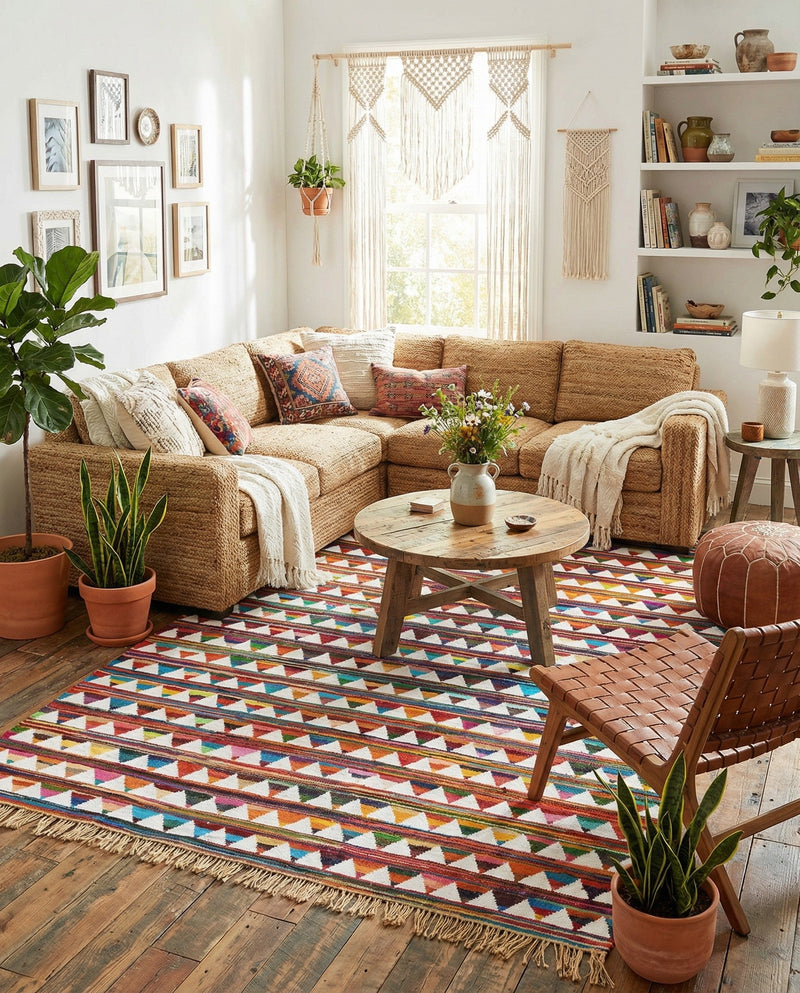 Tulum Trellis Collection Area Rug - Mysore Rectangle Multi  lifestyle 3