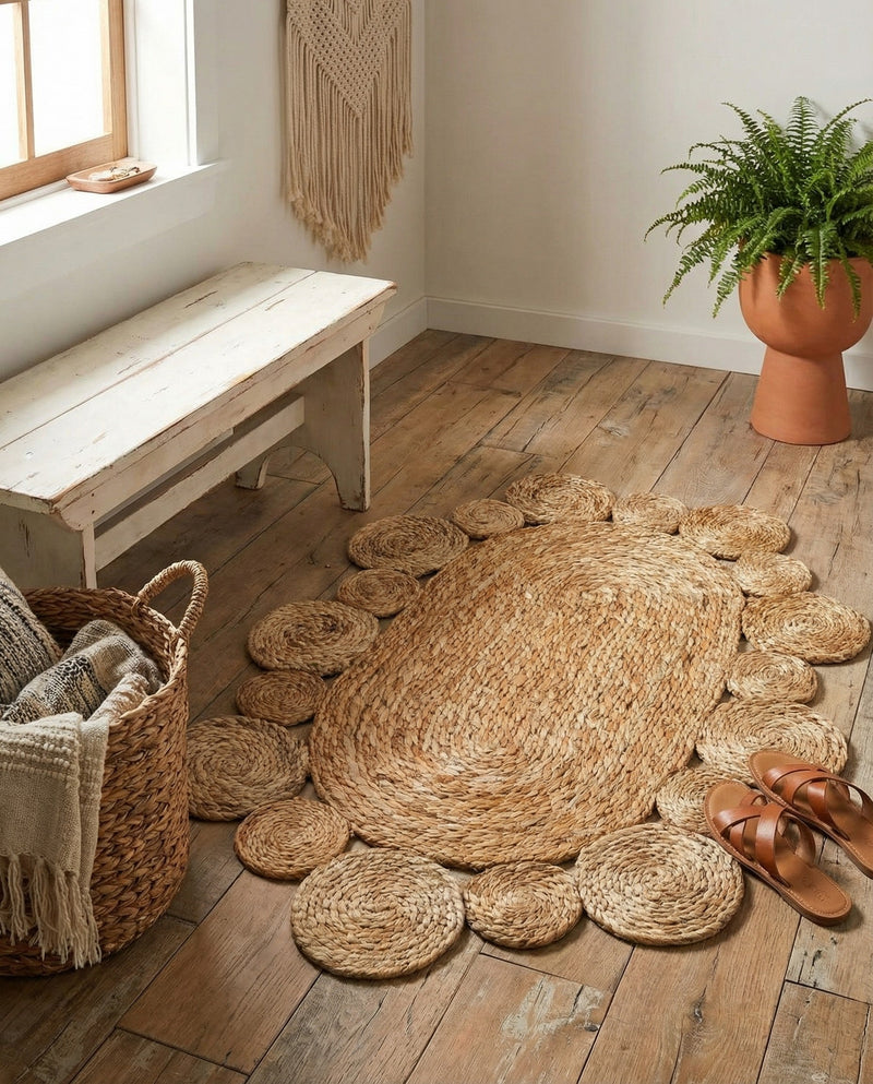 Woven Seaside Jute Collection Area Rug - Sienna Oval Natural  lifestyle 18