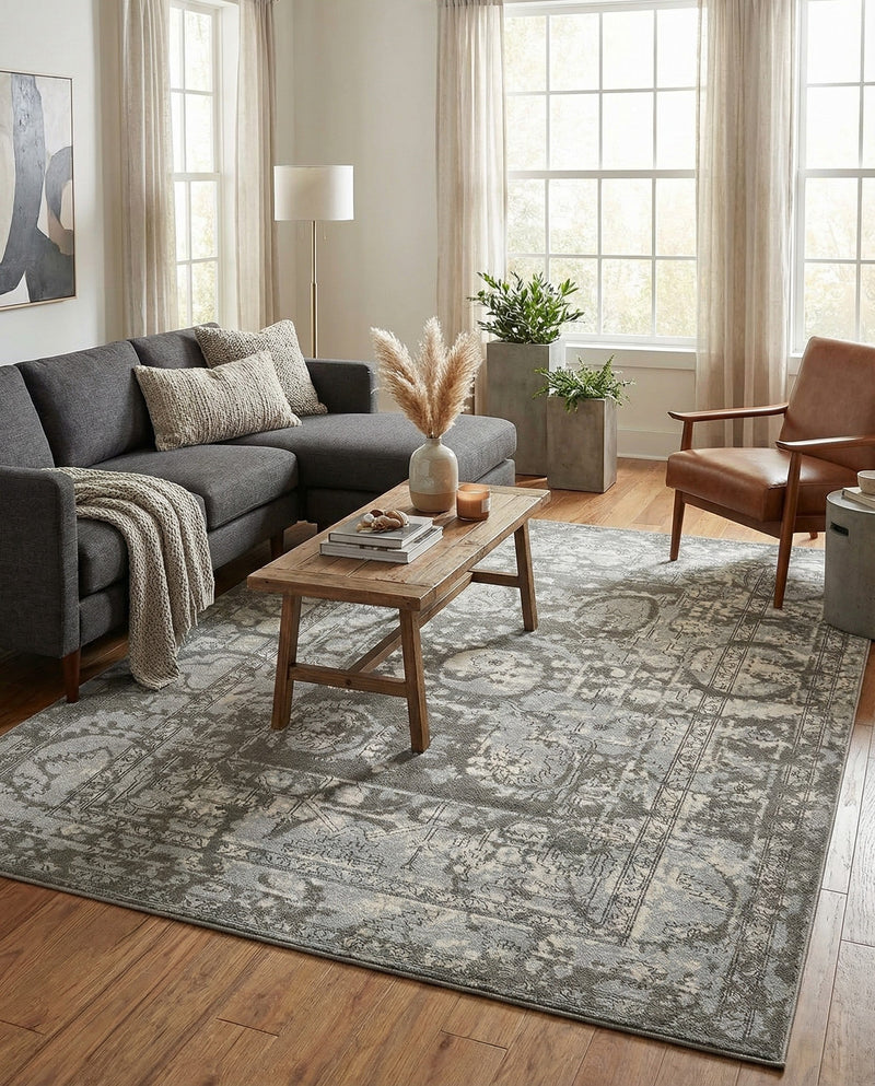 Horizon Collection Area Rug -  Zenith Rectangle Gray  lifestyle 29
