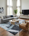 Santa Fe Trails Collection Area Rug -  Navajo Rectangle Gray and Ivory  lifestyle 3