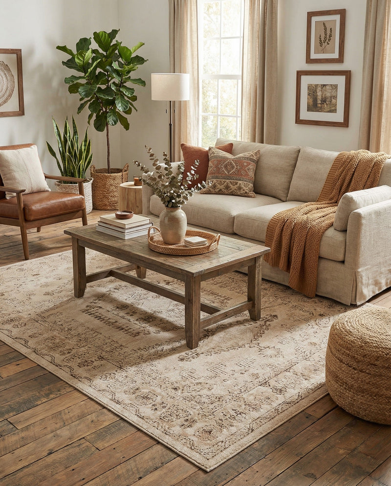 Eden Oasis Collection Area Rug -  Refuge (Beige) Rectangle Beige  lifestyle 17