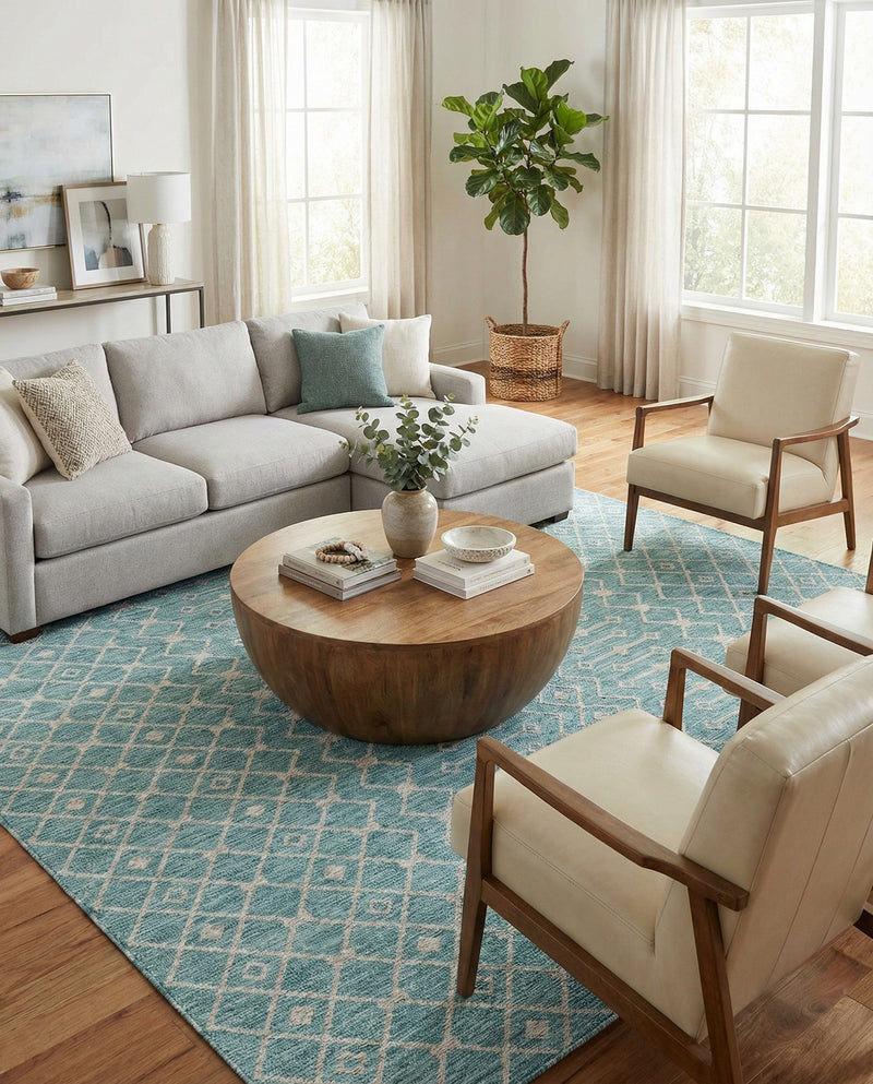 Savannah Pergola Collection Area Rug -  Pergola (Aqua) Rectangle Aqua  lifestyle 9