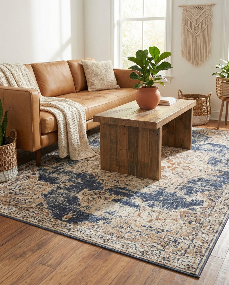 Coastal Manor Collection Area Rug -  Pelican Rectangle Dark Blue  lifestyle 23