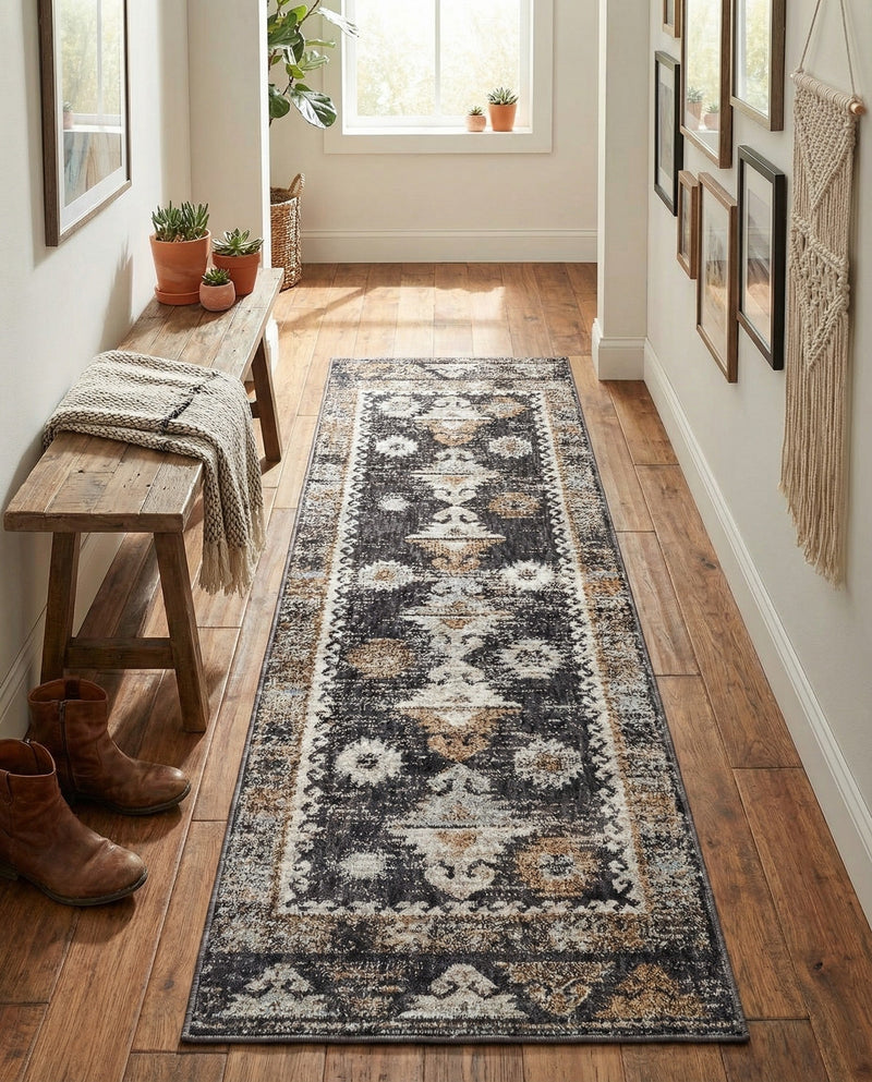 Desert Modern Eco Rug Series Collection Area Rug -  Mojave Runner Charcoal Gray  lifestyle 67
