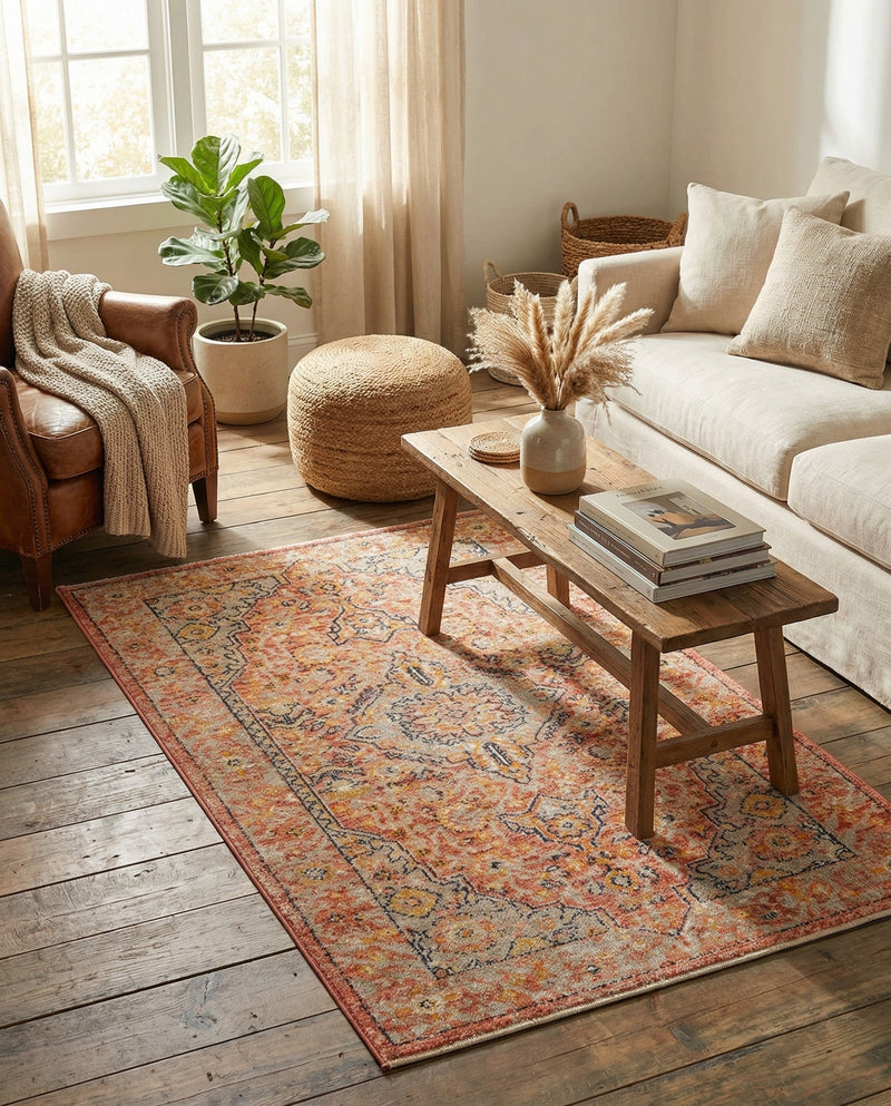 Seville Stripes Collection Area Rug - Cadiz (Brick Red) Rectangle Brick Red  lifestyle 21