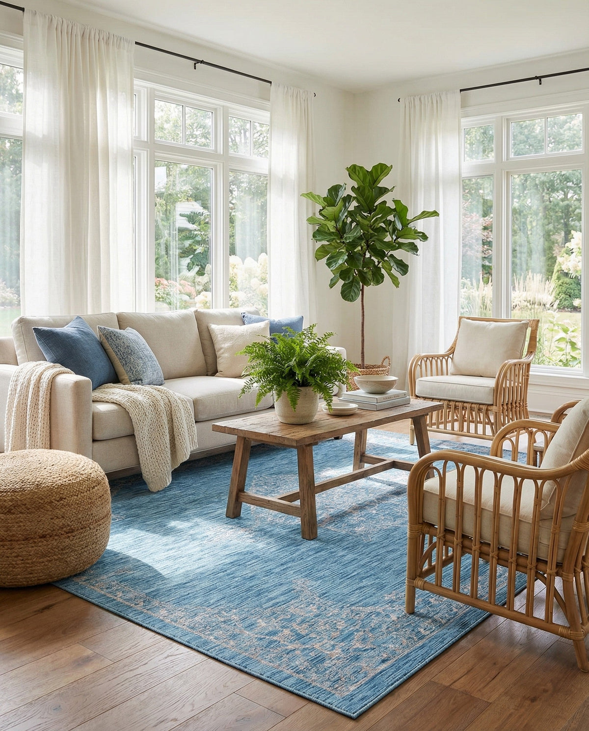 Patio Heritage Collection Area Rug -  Charleston (Light Aqua) Rectangle Light Aqua  lifestyle 9