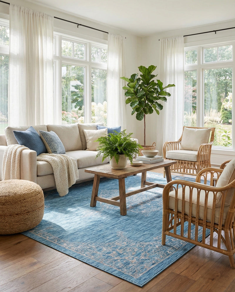 Patio Heritage Collection Area Rug -  Charleston (Light Aqua) Rectangle Light Aqua  lifestyle 9