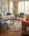 Chromatic Oasis Collection Area Rug -  Twilight Round Multi  lifestyle 64