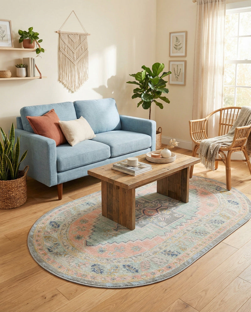 Savannah Series Collection Area Rug -  Augusta (Pink) Oval Pink  lifestyle 75