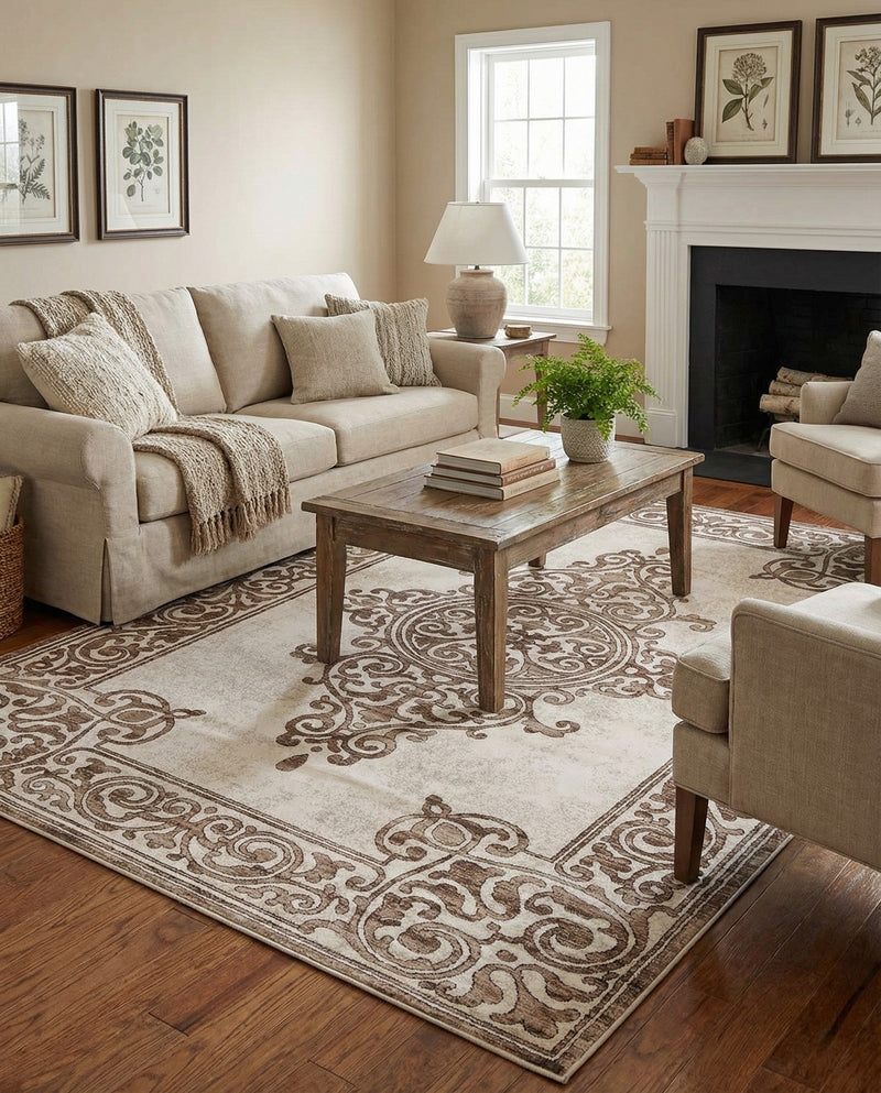 Sanctuary Retreat Collection Area Rug - Haven Rectangle Chocolate Brown  lifestyle 18