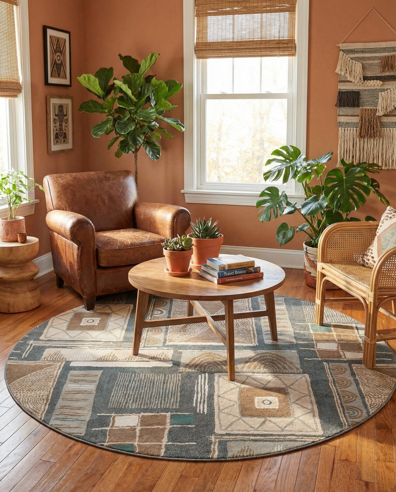 Savannah Sojourn Collection Area Rug -  Tsavo Round Multi  lifestyle 67