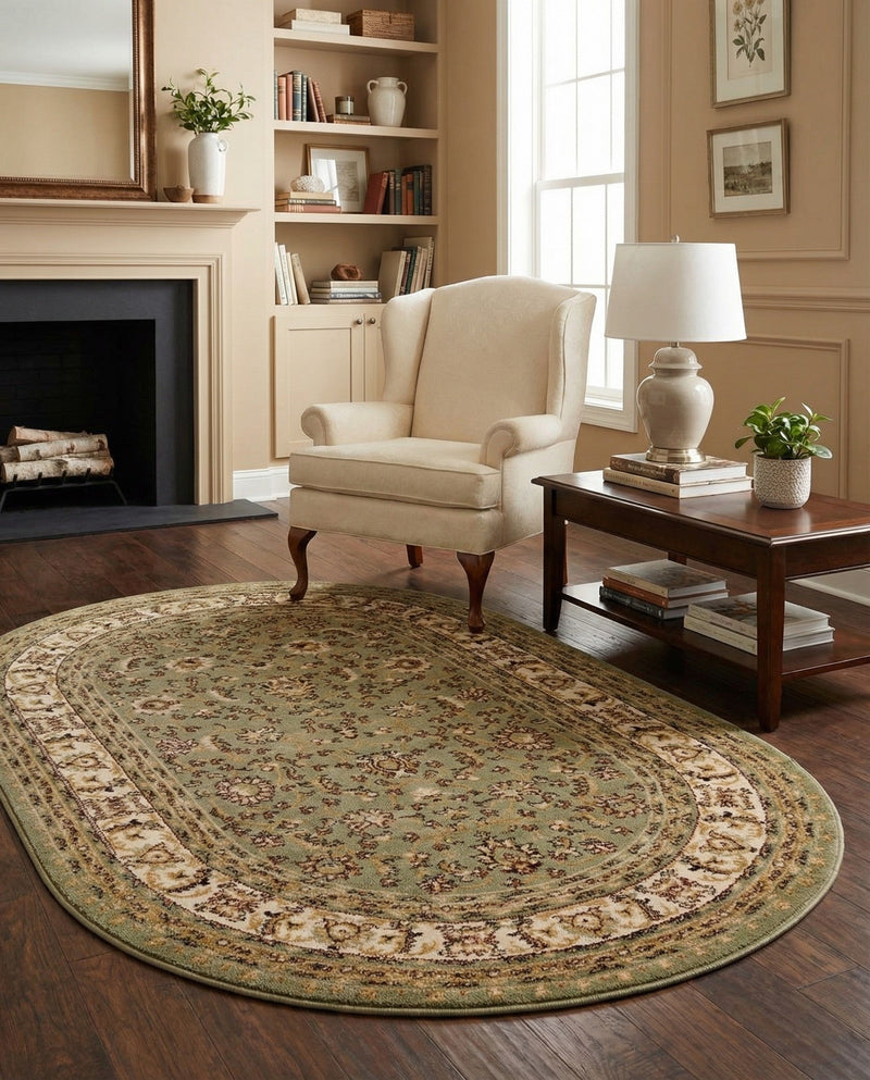 Jaipur Elegance Collection Area Rug -  Nahargarh (Green) Oval Green  lifestyle 45