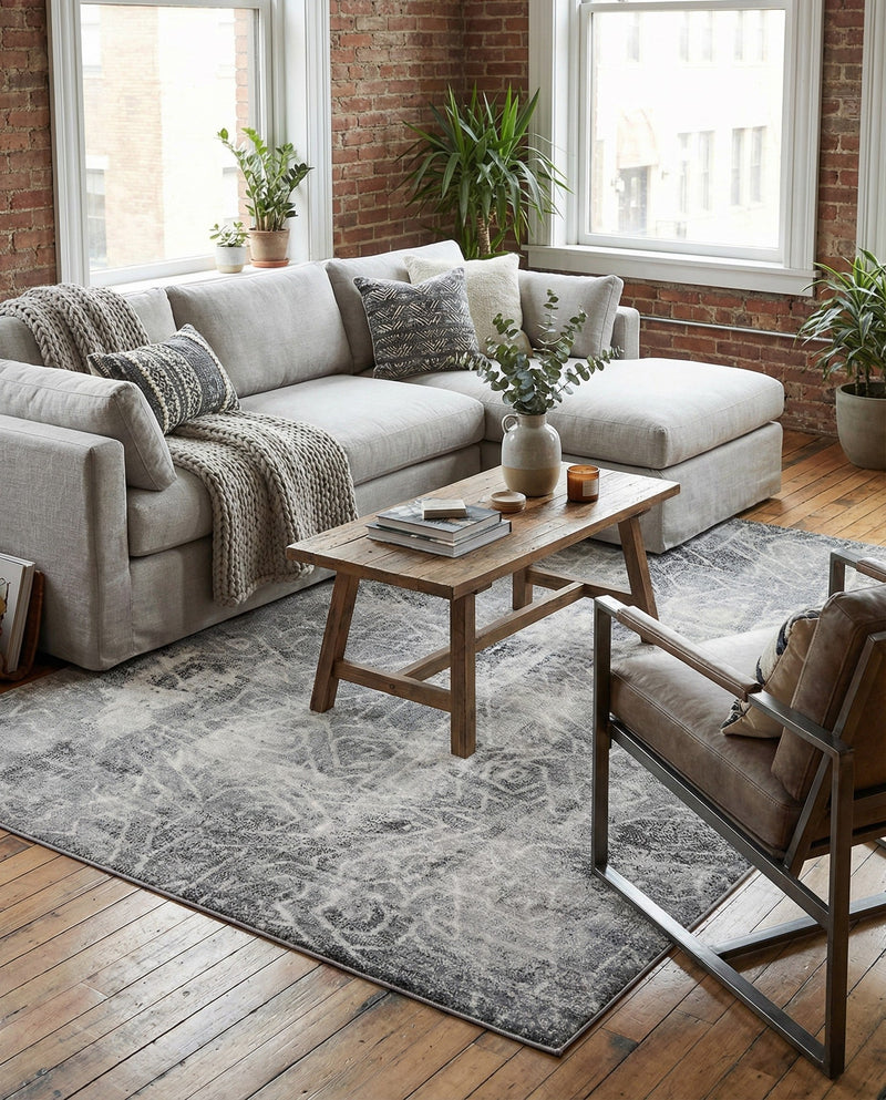 Riviera Elegance Collection Area Rug -  Grasse Rectangle Dark Gray  lifestyle 18