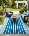 Seaside Stripes Collection Area Rug -  Coral Rectangle Blue  lifestyle 19