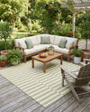 Seaside Stripes Collection Area Rug - Cabana (Green) Square Green  lifestyle 39