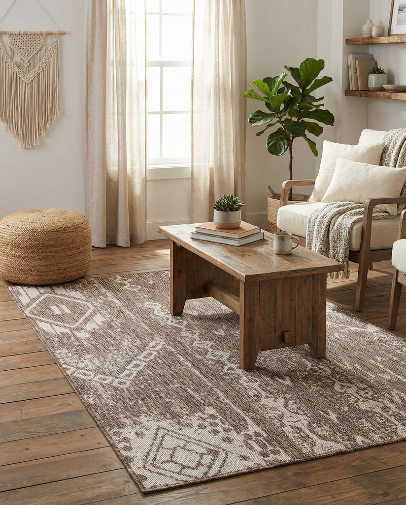 Desert Nomad Terrace Collection Area Rug - Sahara (Brown) Rectangle Brown  lifestyle 29