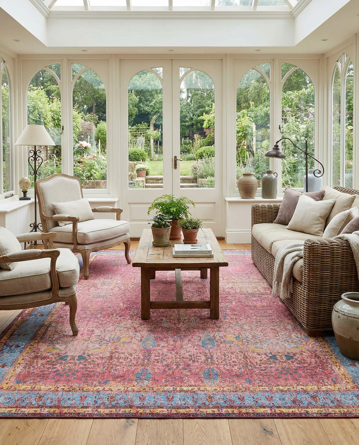 Patio Heritage Collection Area Rug -  Serenity Rectangle Vintage Salmon Coral  lifestyle 7