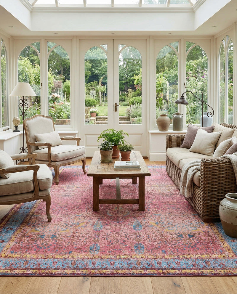 Patio Heritage Collection Area Rug -  Serenity Rectangle Vintage Salmon Coral  lifestyle 7