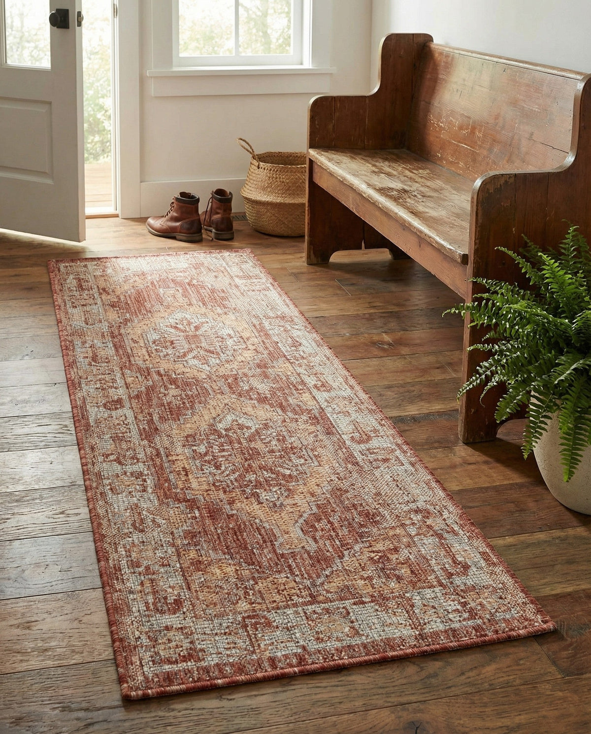 Patio Heritage Collection Area Rug -  Augusta (Rust Red) Runner Rust Red  lifestyle 91