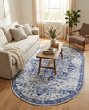 Baroque Era Collection Area Rug - Versailles (Gray Blue) Oval Gray Blue  lifestyle 79
