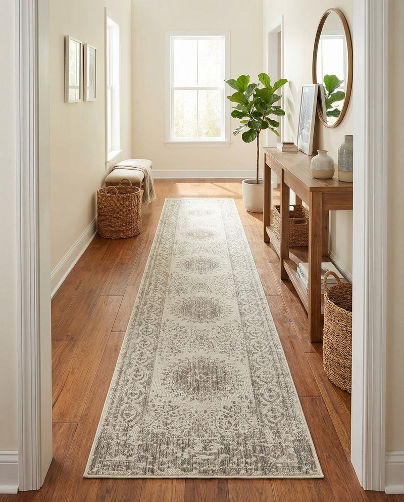 Patio Heritage Collection Area Rug -  Lafayette (Gray) Runner Gray  lifestyle 63