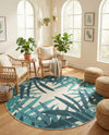 Seaside Blooms Collection Area Rug -  Provence Round Teal blue  lifestyle 20