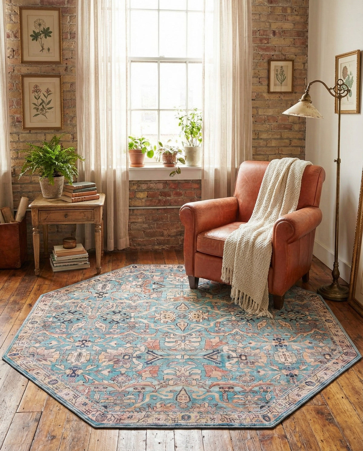 Vintage Memories Collection Area Rug -  Memories Octagon Blue  lifestyle 112