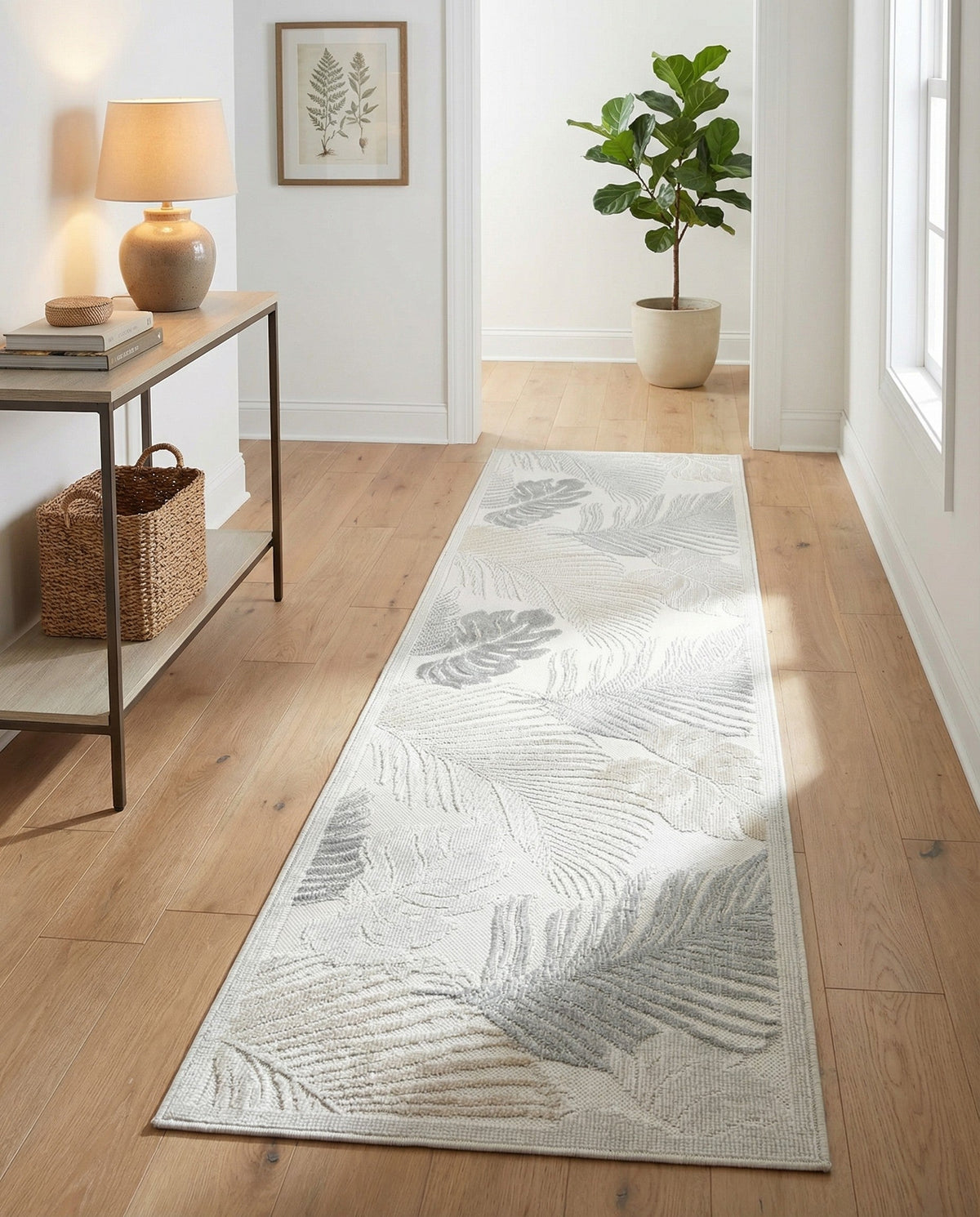 Seaside Blooms Collection Area Rug -  Tranquil Runner Gray  lifestyle 97