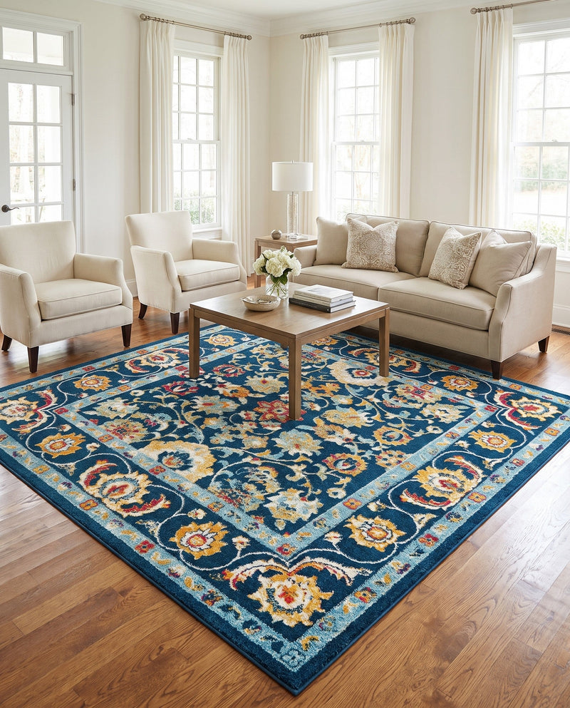 Adriana Terrace Collection Area Rug -  Positano (Navy Blue) Square Navy Blue  lifestyle 70
