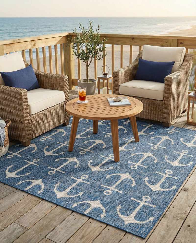 Seaside Haven Rugs Collection Area Rug - Sapphire (Blue) Square Blue  lifestyle 73