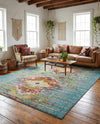 Venetian Tapestry Collection Area Rug -  SanMarco Rectangle Turquoise  lifestyle 32