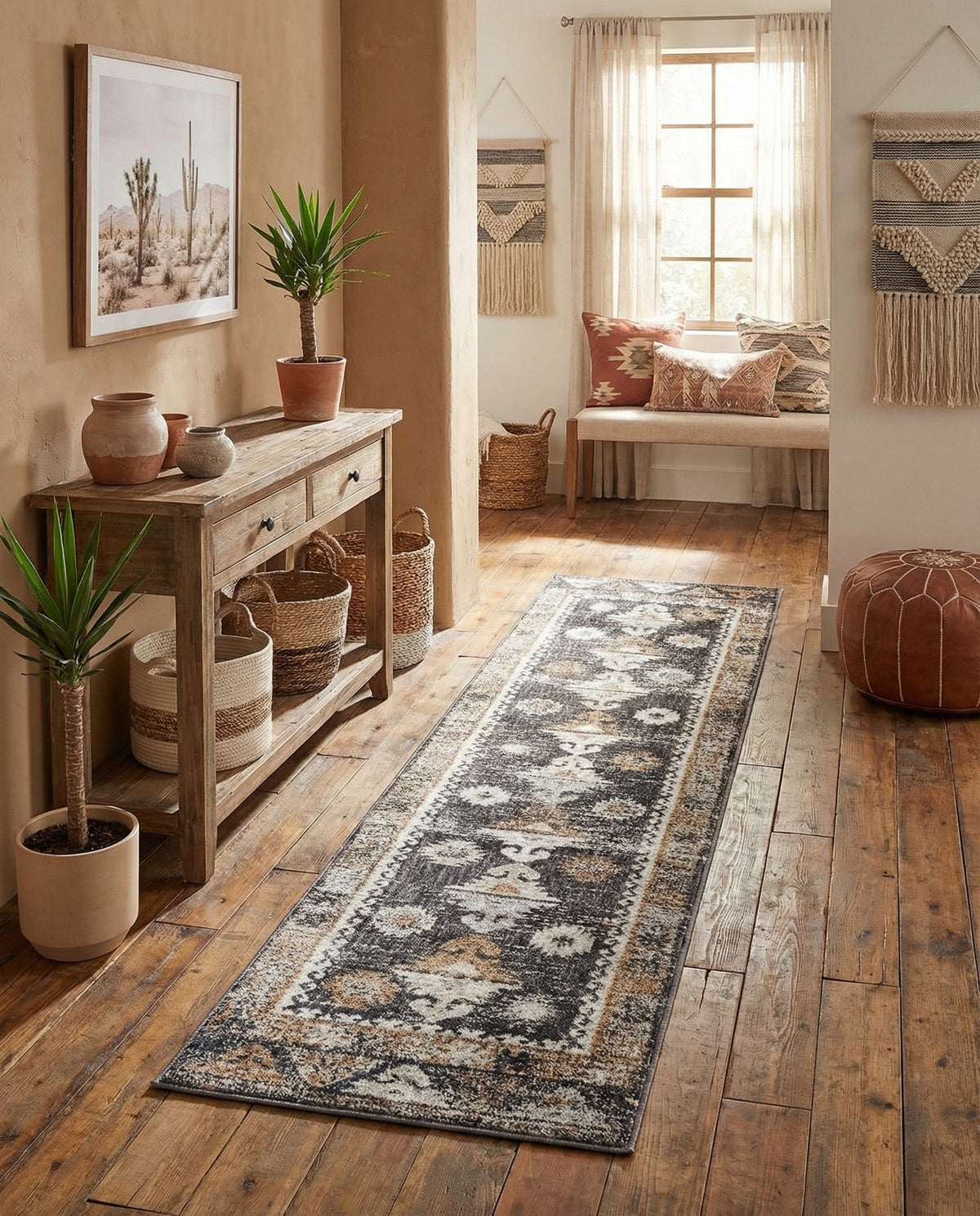 Desert Modern Eco Rug Series Collection Area Rug -  Mojave Runner Charcoal Gray  lifestyle 84