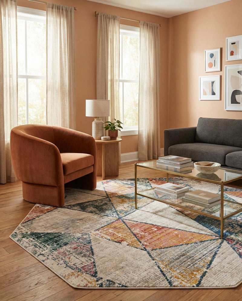 Jewel Oasis Collection Area Rug -  Topaz Octagon Multi  lifestyle 69