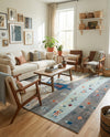 Colorburst Oasis Collection Area Rug -  Mosaic Rectangle Ivory Gray Blue  lifestyle 10