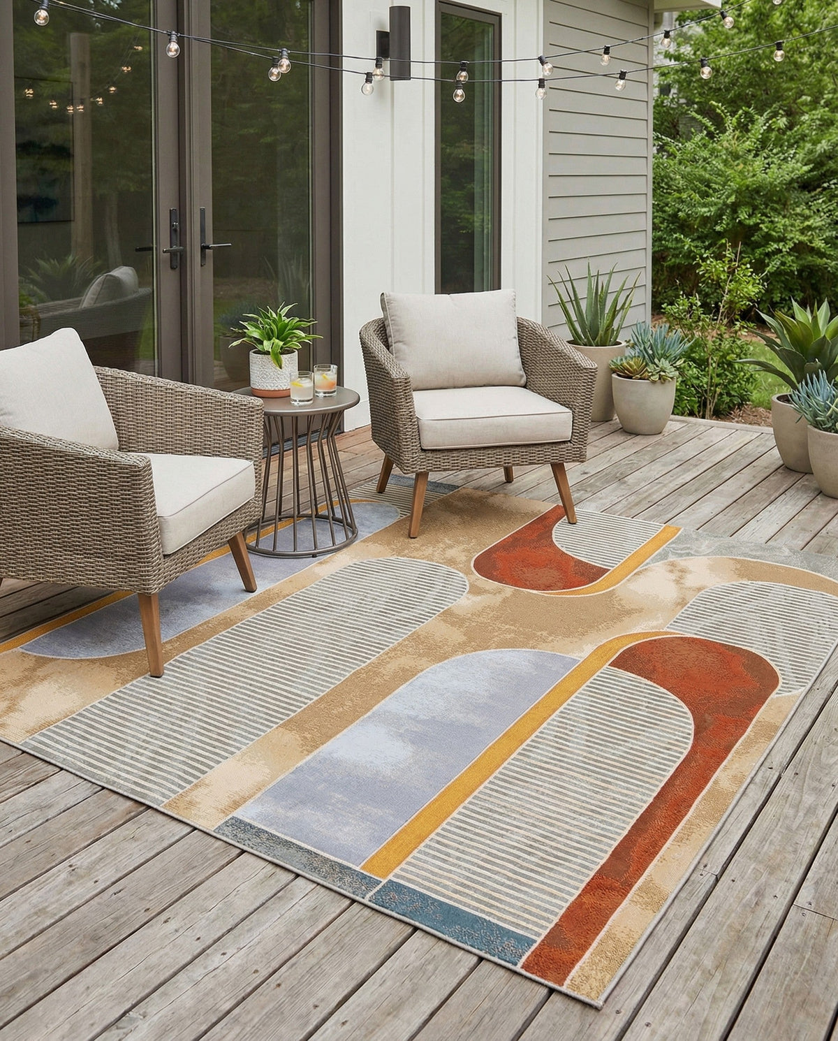 Urban Terrace Collection Area Rug -  Deck Square Multi  lifestyle 91