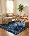 Mediterranean Lattice Collection Area Rug - Santorini (Navy Blue) Square Navy Blue  lifestyle 32