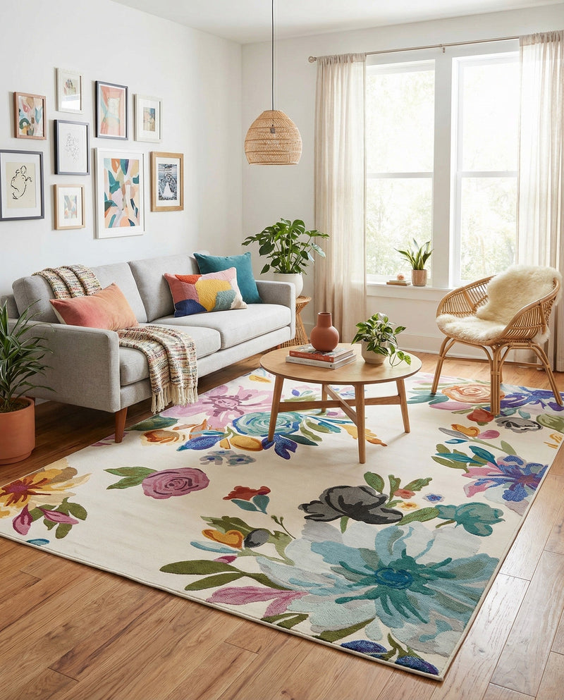 Meadow Breeze Collection Area Rug - Wildflower Rectangle Ivory  lifestyle 25