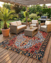 Patio Heritage Collection Area Rug -  Garden Rectangle Rust Red and Blue  lifestyle 13