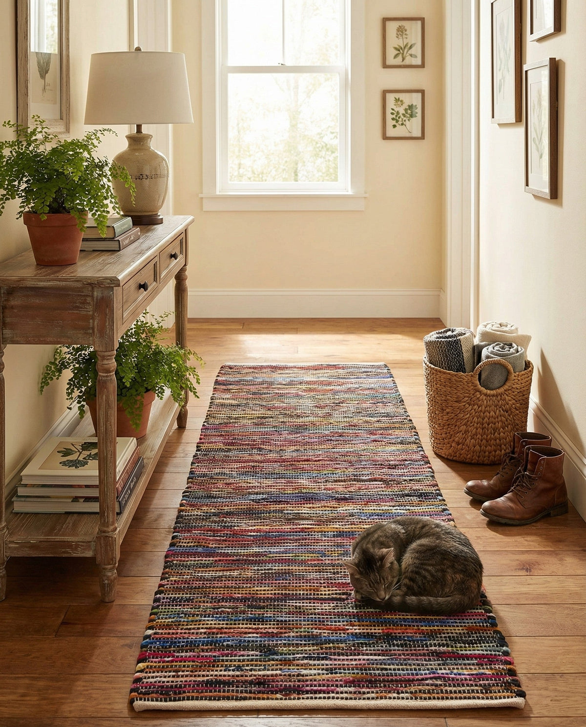 Thar Cotton Collection Area Rug - Alleppey Runner Multi Black  lifestyle 63