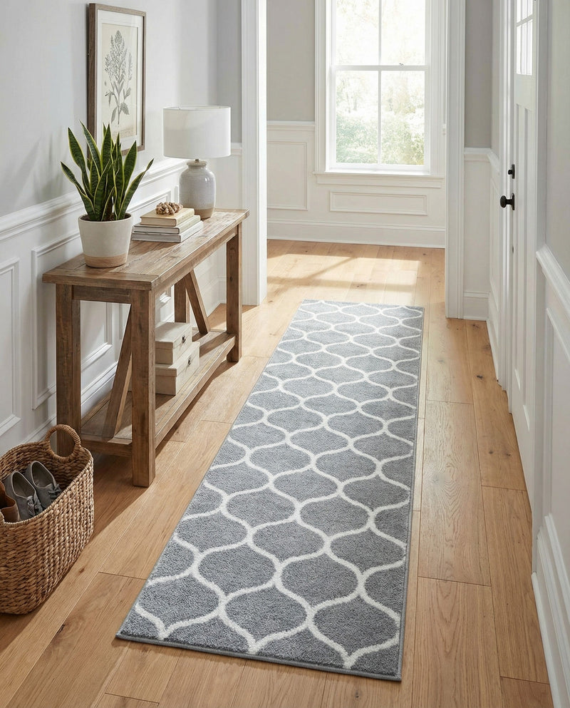 Trellis Mosaic Collection Area Rug -  Pergolatown (Light Gray) Runner Light Gray  lifestyle 41