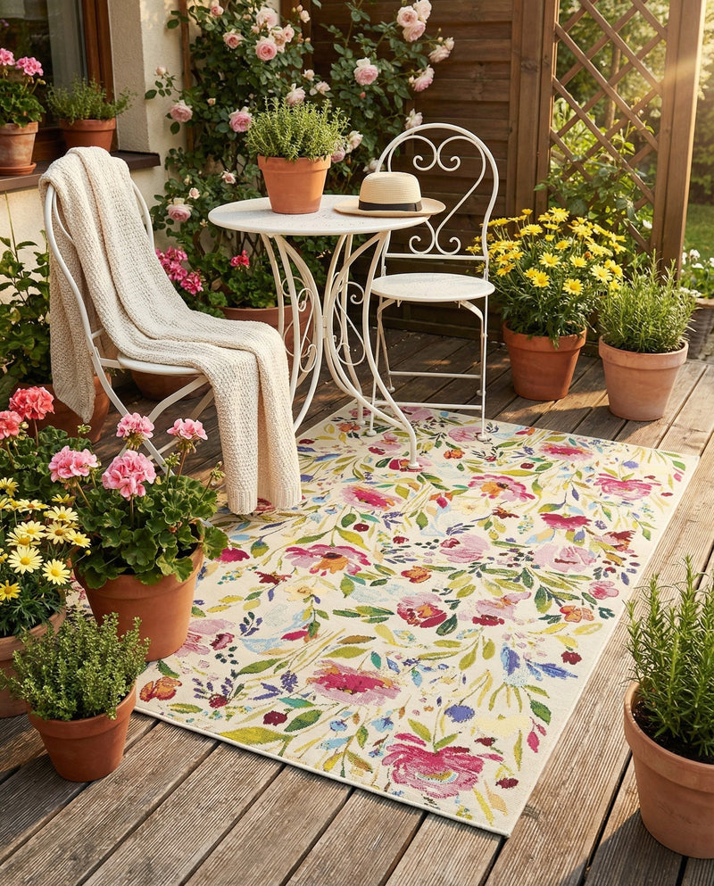 Seaside Blooms Collection Area Rug -  Meadow Rectangle Multi  lifestyle 22