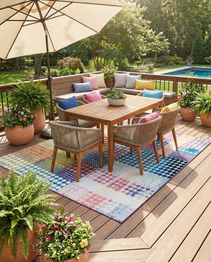 Urban Terrace Collection Area Rug -  Atrium Square Multi  lifestyle 59