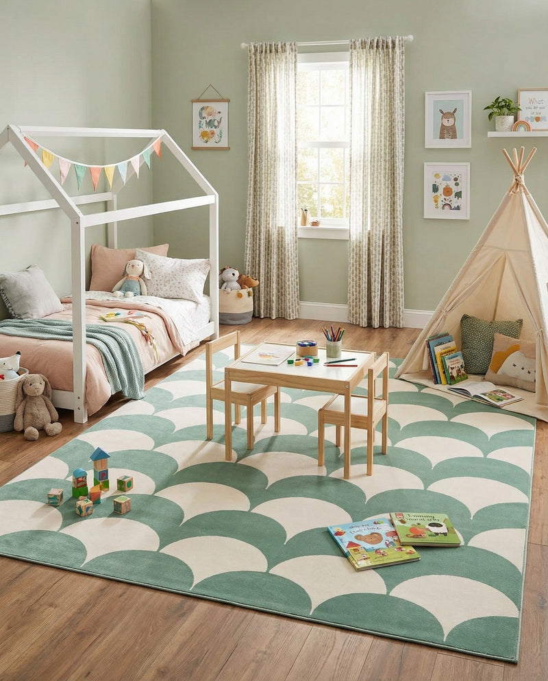 Wonder Tykes Collection Area Rug - Sparklewood Rectangle Soft Green  lifestyle 17
