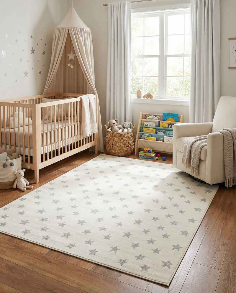 Wonder Tykes Collection Area Rug -  Mosaic Rectangle Daisy White  lifestyle 42